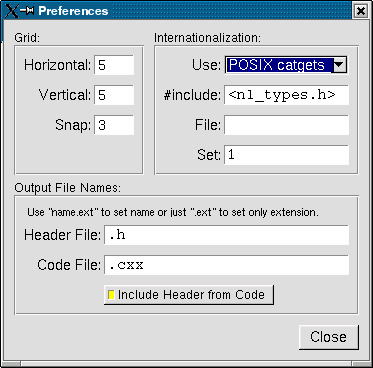 I18N using POSIX catgets.